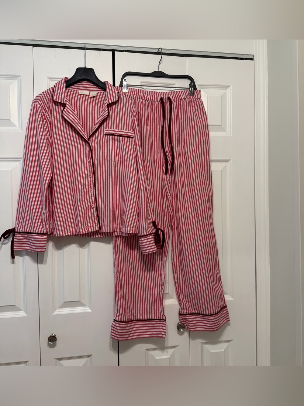 Rachel Ashwell viral Red and White and bow Striped Pajama Set